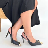 Pabucmarketi Siyah Kadın Topuklu Ayakkabı thumbnail 4