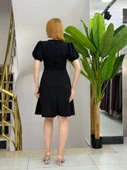 Kadın Kısa Kollu Bisiklet Yaka önden Düğmeli Ithal Krep Elbise thumbnail 3