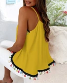 Kadın Ip Askılı Püskül Detaylı Sandy Bluz thumbnail 3