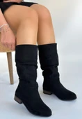 Pabucmarketi Siyah Süet Körüklü Kadın Topuklu Çizme - 3