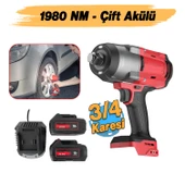 Şarjlı Çift Akülü Darbeli Somun Sıkma 3/4 Sökme Tabanca 1980 Nm Tork Teker Bijon 2300 BPM 18 Volt thumbnail 2