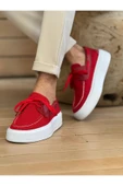 Pabucmarketi Bağcıklı Triko Erkek Casual Ayakkabı Kırmızı thumbnail 2