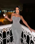 Straplez Simli Uzun Elbise thumbnail 2