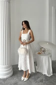 Ekru Kuplu Uzun Elbise thumbnail 3