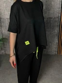 Kadın Kısa Kollu Bisiklet Yaka Viskon Iki Iplik Bluz Ve Pantolon Ikili Takım thumbnail 4