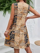 Kadın Sıfır Kol Yuvarlak Yaka çiçek Desenli Süprem Elbise thumbnail 10