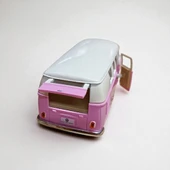 Nostaljik Metal Çek Bırak Pembe Wv Minibüs Araba Kapılar Açılır - 4
