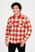 Erkek Uzun Kollu Oduncu Gömlek - Kırmızı thumbnail 3