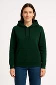 Üç İplik Kapüşonlu Kanguru Çepli SweatShirt Hoodie - Haki thumbnail 3