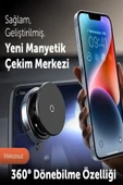 360 Derece Dönebilen Vakumlu Magsafe Destekli Magnetik Telefon Tutucu Araba Ayna Cam Masa Üzeri - 4