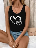 Kadın Askılı Yuvarlak Yaka Kalp Baskılı Viskon Bluz thumbnail 1