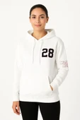 Üç İplik Kapüşonlu Ön Ve Arka Baskılı SweatShirt Hoodie - Beyaz thumbnail 1