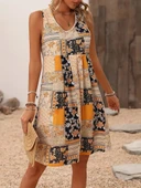 Kadın Sıfır Kol Yuvarlak Yaka çiçek Desenli Süprem Elbise thumbnail 2