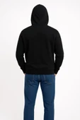 Erkek Üç İplik Kapüşonlu Kanguru Cepli SweatShirt Hoodie - Siyah thumbnail 4