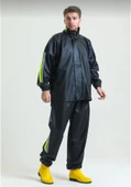 Premium Motorcu Kurye Yağmurluk Takım Su Geçirmez PVC Kumaş Reflektörlü TÜBİTAK Onaylı - Siyah thumbnail 2
