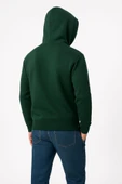 Erkek Üç İplik Kapüşonlu Kanguru Cepli SweatShirt Hoodie - Haki thumbnail 2