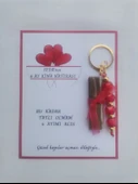 100 Adet Kişiye Özel 6 Ay Kına Hatırası Kırmızı Anahtarlık ve Paketlenmiş Kına Dağıtmalık Hediyelik thumbnail 2