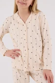 Arnetta Kız Çocuk Gömlek Pijama Krem - 4