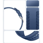 Sneezy Huawei Watch GT5 46mm ile Uyumlu Metal Tokalı Dikiş Detaylı Şık Dokuma Silikon Kordon  Lacivert thumbnail 5