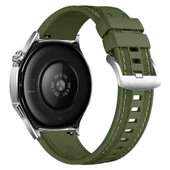 Sneezy Huawei Watch GT5 Pro 46mm ile Uyumlu Metal Tokalı Dikiş Detaylı Şık Dokuma Silikon Kordon  Haki thumbnail 2