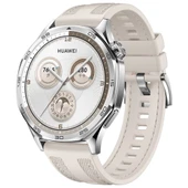 Sneezy Huawei Watch GT5 46mm ile Uyumlu Metal Tokalı Dikiş Detaylı Şık Dokuma Silikon Kordon  Starlight thumbnail 1