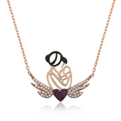 Gümüş Rose Kalpli Anne Ve Çocuk Kolye thumbnail 1