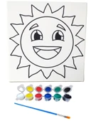 Hayal Sepeti SEVİMLİ GÜNEŞ Resimli Tuval 20 X 20 6lı boya, fırça Boyama seti - 1