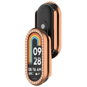 Xiaomi Smart Band 8 İle Uyumlu Zarif Kristal Taşlı Kasa Koruyucu Kılıf  Rose Gold - 1