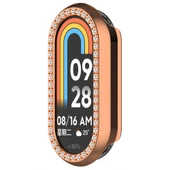 Xiaomi Smart Band 8 İle Uyumlu Zarif Kristal Taşlı Kasa Koruyucu Kılıf  Rose Gold - 3