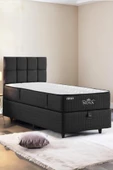 Nova Yatak 80x180 Tek Kişilik - 25 cm Paket Yaylı Ortopedik, Orta Sert, Antrasit, Pamuklu Kumaş - 3