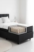 Nova Yatak 80x180 Tek Kişilik - 25 cm Paket Yaylı Ortopedik, Orta Sert, Antrasit, Pamuklu Kumaş - 7