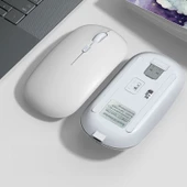 Apple Macbook Şarj Edilebilir Sessiz Mouse Bluetooth + 2.4Hz Wifi Kablosuz Mouse Fare  Beyaz thumbnail 2