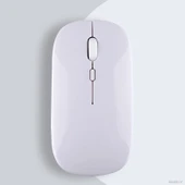 Apple Macbook Şarj Edilebilir Sessiz Mouse Bluetooth + 2.4Hz Wifi Kablosuz Mouse Fare  Beyaz thumbnail 1