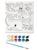 Hayal Sepeti SEVİMLİ BALİNA VE ARKADAŞLARI Tuval 20 X 20  6lı boya, fırça Boyama seti - 1