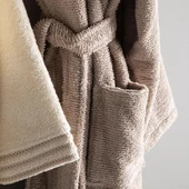 Penye Modeo Bornoz Vizon/Ekru Aile Seti - 10