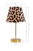 Star Gold Metal Ayaklı Abajur Leopar Desenli Kumaş Başlık Yatak Odası Salon Masa Lambası 2 Adet - 3
