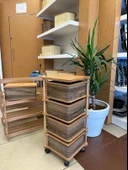 Ahşap Kare Sebzelik 4 Katlı Yana Açılır Kahve Patates Soğan Tekerlekli Sebzelik - 1