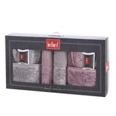 Brillant Kısmi Kadife Bornoz Seti 3001 (8 Parça) Gri & Mürdüm - 1
