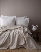 Çift Kişilik Tanya Bej Nevresimli Bambu Pike Takımı - 1