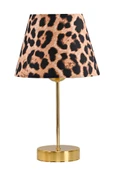 Star Gold Metal Ayaklı Abajur Leopar Desenli Kumaş Başlık Yatak Odası Salon Masa Lambası 2 Adet - 4