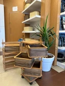 Ahşap Kare Sebzelik 4 Katlı Yana Açılır Kahve Patates Soğan Tekerlekli Sebzelik - 3