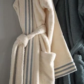 Penye Modeo Bornoz Yeşil/Ekru Aile Seti - 12