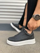 JY007 Alba Bağcıksız Cilt Erkek Günlük Sneaker Ayakkabı CBT Siyah thumbnail 3