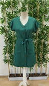 Kadın Kısa Kollu V Yakalı önden Düğmeli Belden Kuşaklı Cepli Sofya Elbise thumbnail 5