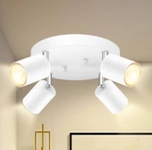Rsylight Metal Beyaz Retro Dekoratif Modern 4 Lü Led Spot 180 Derece Mafsallı Günışığı Ampullü - 1