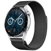 Huawei Watch GT3 46mm GT3 Pro 46mm Gt2 46mm Gt2 Pro 46mm Uyumlu Manyetik Milanese Loop Metal Kordon  Siyah thumbnail 1