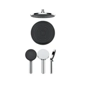 VALTEMO Selfio Chrome Black Kendini Temizleyen Duş Seti VS-2903  3 Fonksiyonlu El & Tepe Duşu  Kireç Önleyici  2 Yıl Garanti  Modern Banyo thumbnail 4