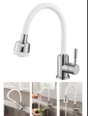 Mucit Home Beyaz Renkli Oynar Başlıklı Tasarruflu Silikon Musluk Başlığı Kubar - 1