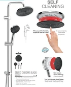 VALTEMO Selfio Chrome Black Kendini Temizleyen Duş Seti VS-2903  3 Fonksiyonlu El & Tepe Duşu  Kireç Önleyici  2 Yıl Garanti  Modern Banyo thumbnail 3