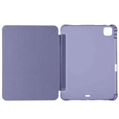 iPad Pro 11 inç M4 2024 Uyumlu Kılıf Üçgen Katlanabilir Kalem Şarj Bölmeli Kılıf A2836 A2837 A3006  Lavanta thumbnail 2